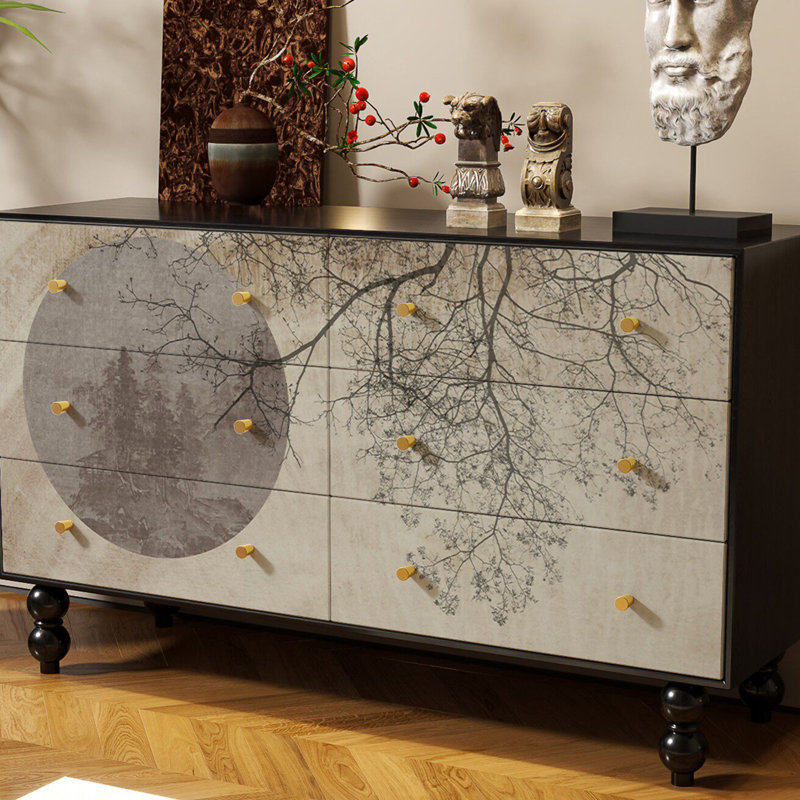 Commode d'entrée Mid-Century en bois massif