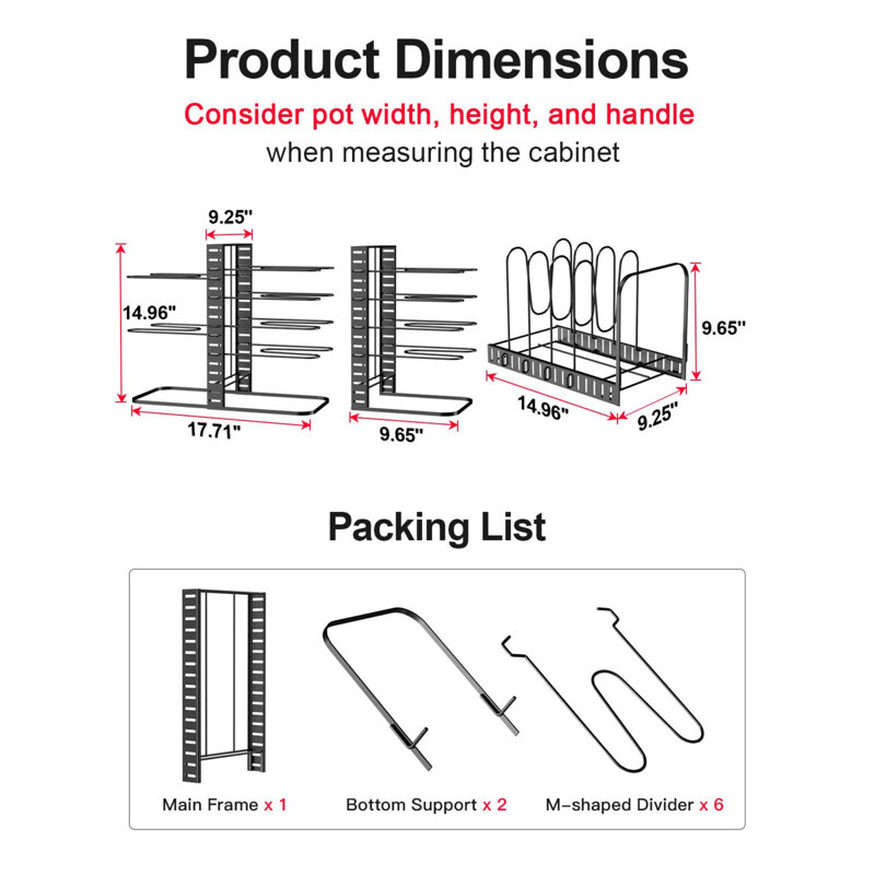 Iron Rectangle Countertop / Cabinet Pot Rack