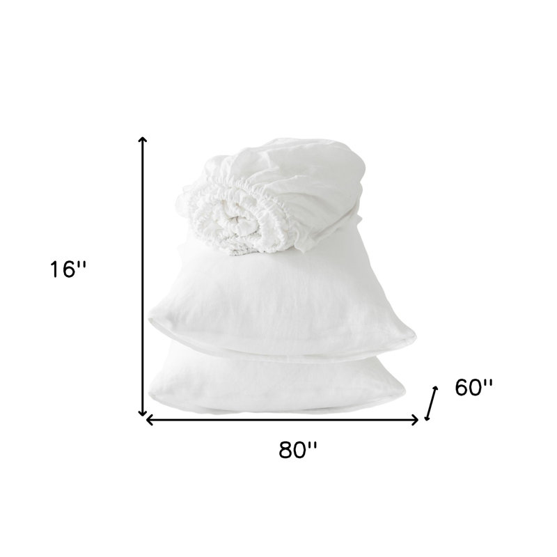 Ensemble de draps en lin ivoire quatre pièces, Ensemble de draps pour grand lit