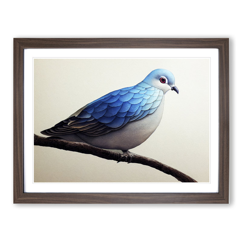 Dove Bird In Watercolour Vol.4 - Single Picture Frame Painting, 46cm H x 64cm W x 2cm D, Walnut Framed