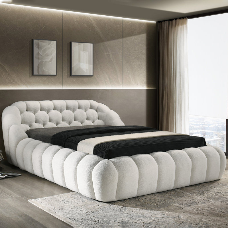 Lit plateforme Gahanna, Grand, Blanc
