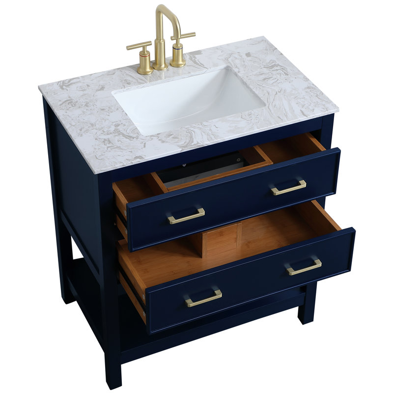 Ensemble de meuble-lavabo simple 30 po Martins, Bleu