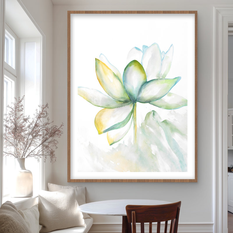 Abstrait fleur de lotus - impression encadrée pour décoration intérieure Neo Mint
