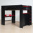 Full Size Wood Bunk Bed with height-adjustable Desk,Wardrobe,Ample Storage Space,and RGB Light, Red-970666375