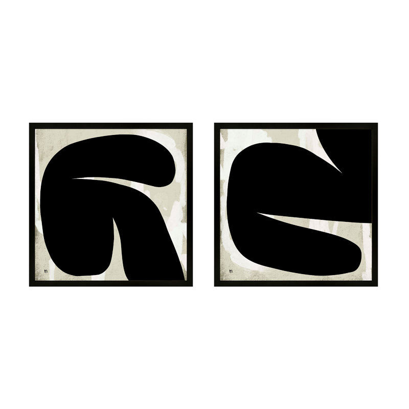 Nouvel alphabet par Studio M - ensemble de 2 cadres photo, Cadre noir, H 16 po x l 16 po x P 1,25 po
