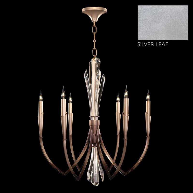 Trevi 6 - Light Chandelier, Silver Leaf