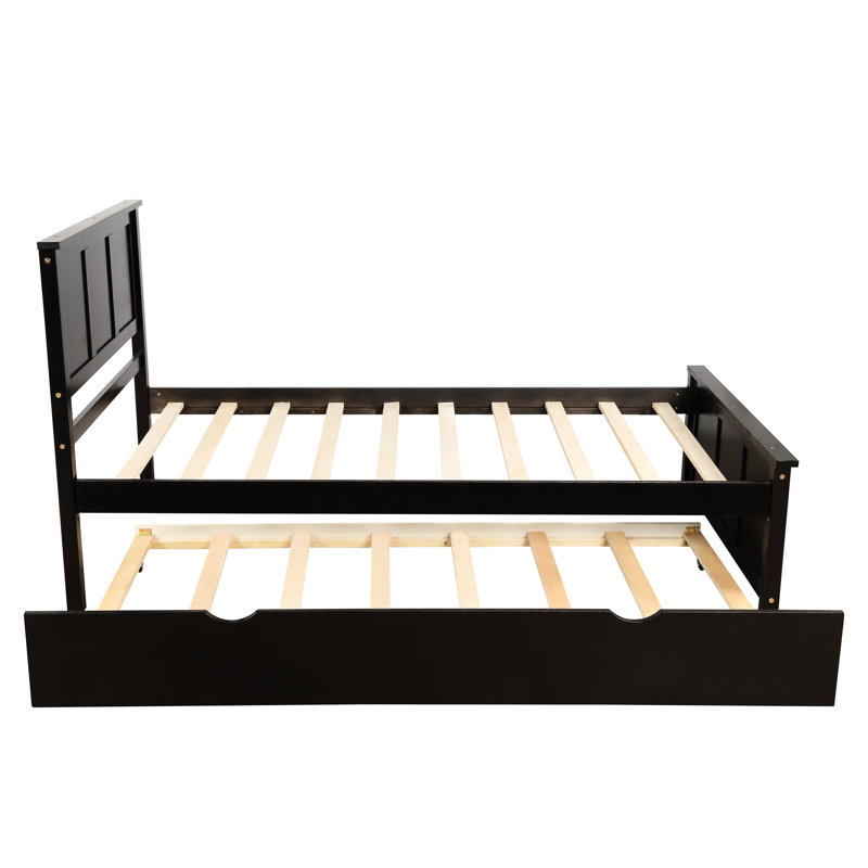 Lit plateforme de longue durée avec lit gigogne réversible pratique et polyvalent
