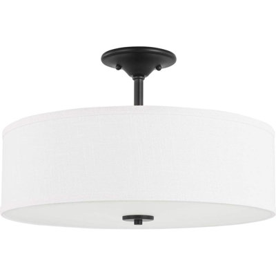 "Progress Lighting Inspire 18-Inch 3-Light Semi-Flush Mount in Graphite Finish"