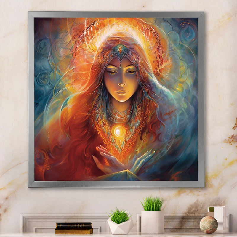 "Divine Goddess Incantations", reproduction sur toile, H 30 po x l 30 po x P 1 po, Cadre simple argenté
