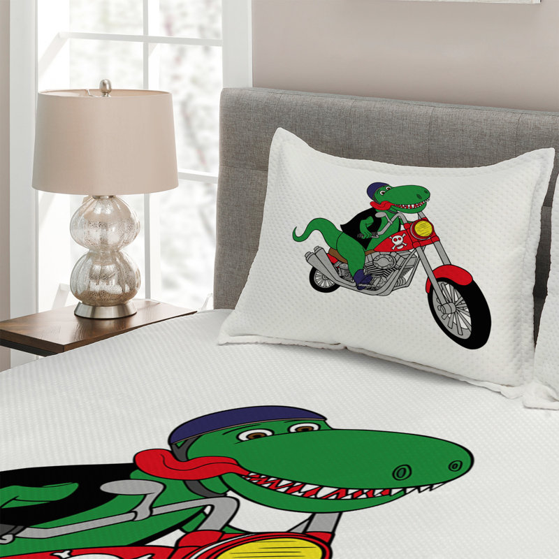 Dinosaur Polyester Coverlet, King Bedspread + 2 Shams
