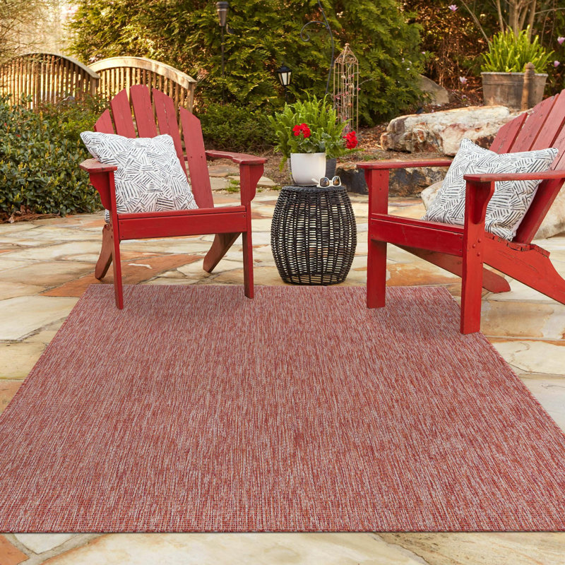 Avaughn Indoor/Outdoor Area Rug, Rectangle 8' x 11'4", Rust Red