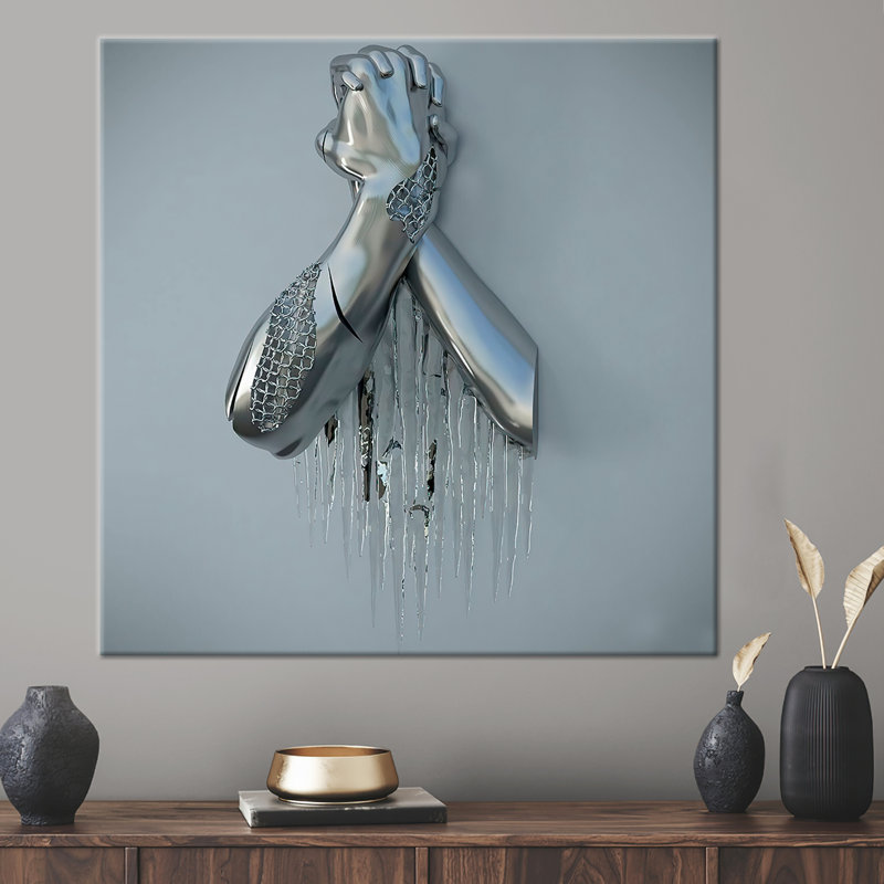 Modern 3D Metallic Wall Art: Hand Printed Trendy Canvas for Unique Home Decor, 80 cm H x 80 cm W, Does Not Apply
