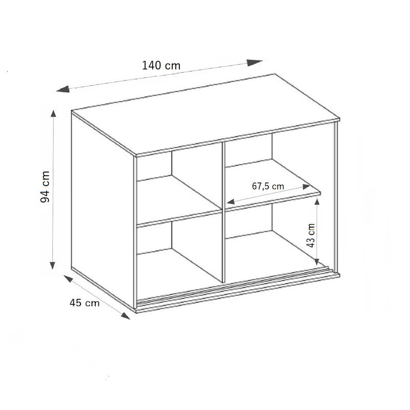 Djibril 2 - Door Standard Accent Cabinet, White, 94cm H x 140cm W x 45cm D