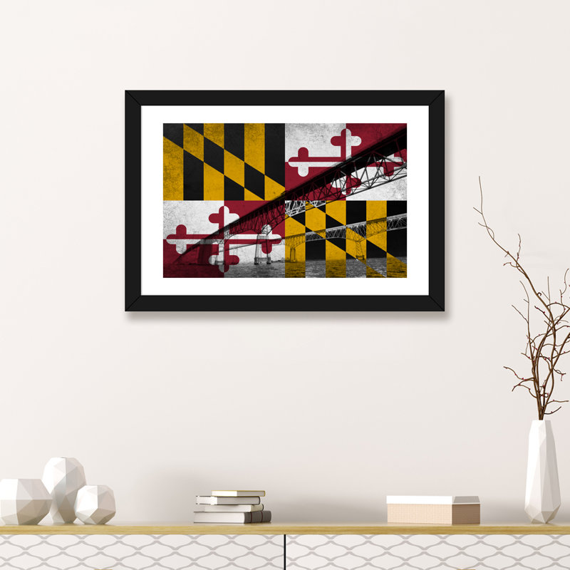 « maryland (chesapeake bay bridge) »-impression sur image, Papier avec cadre noir, H 32 po x l 24 po x P 1 po