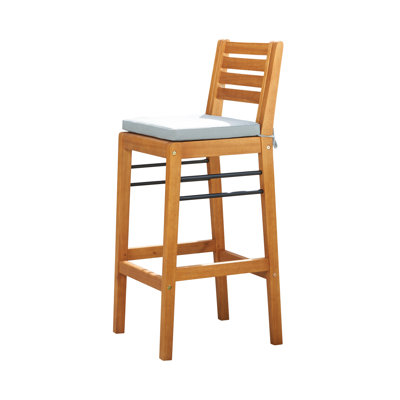 Maggiemae Eucalyptus Outdoor 30'' Bar Stool with Cushion