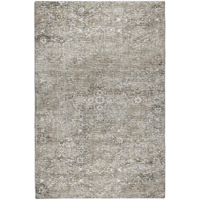 Premium Machine Washable Dream Shag ADS92 Ornate Rug, Pebble, 5' x 7'6"
