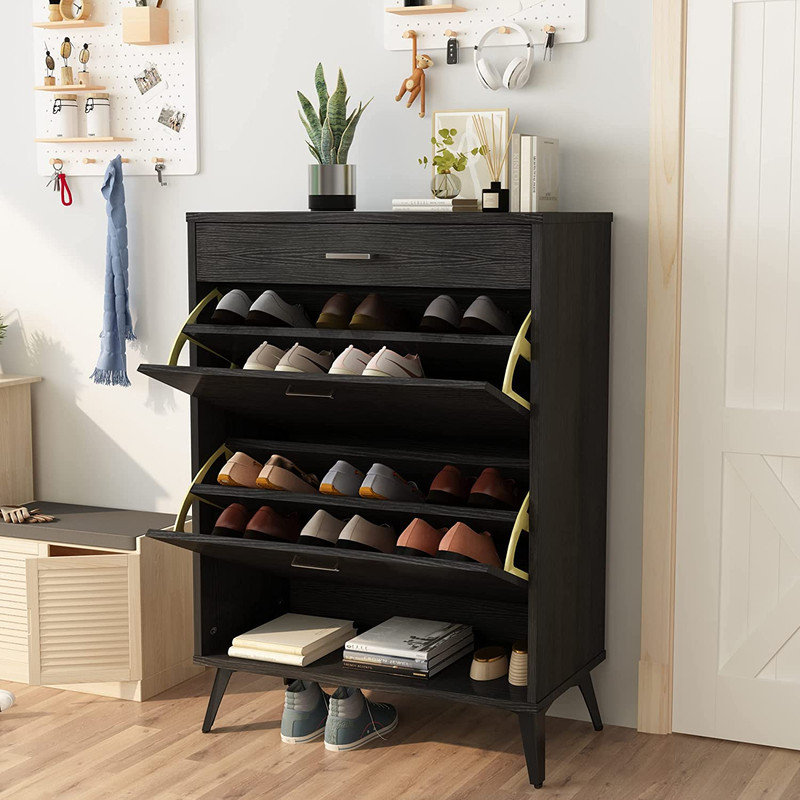 Wooden Freestanding Shoe Storage Cabinet Corrigan Studio Finish: Black