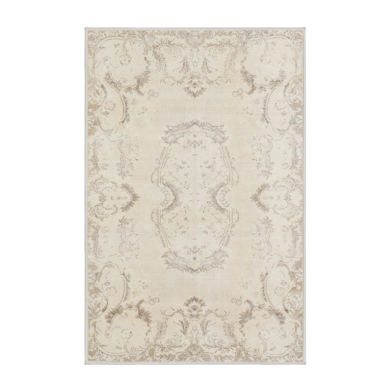 Tapis oriental crème / gris, Rectangle 5 pi x 7 pi
