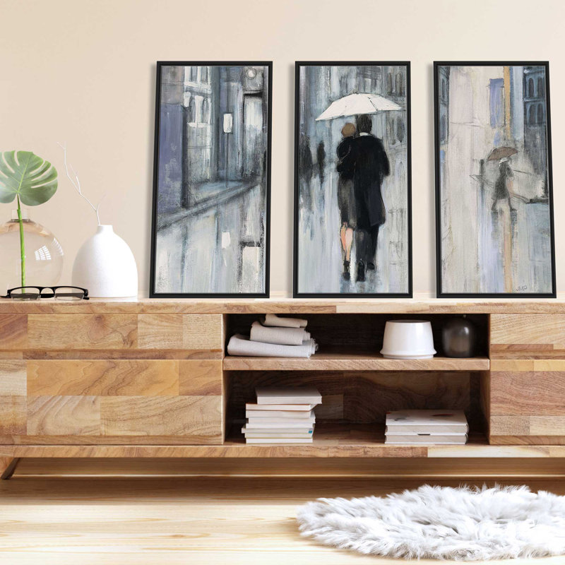 «Spring Rain New York Neutral Crop», reproduction sur toile flottante 3 pièces, H 41,5 po x l 64,5 po x P 2 po