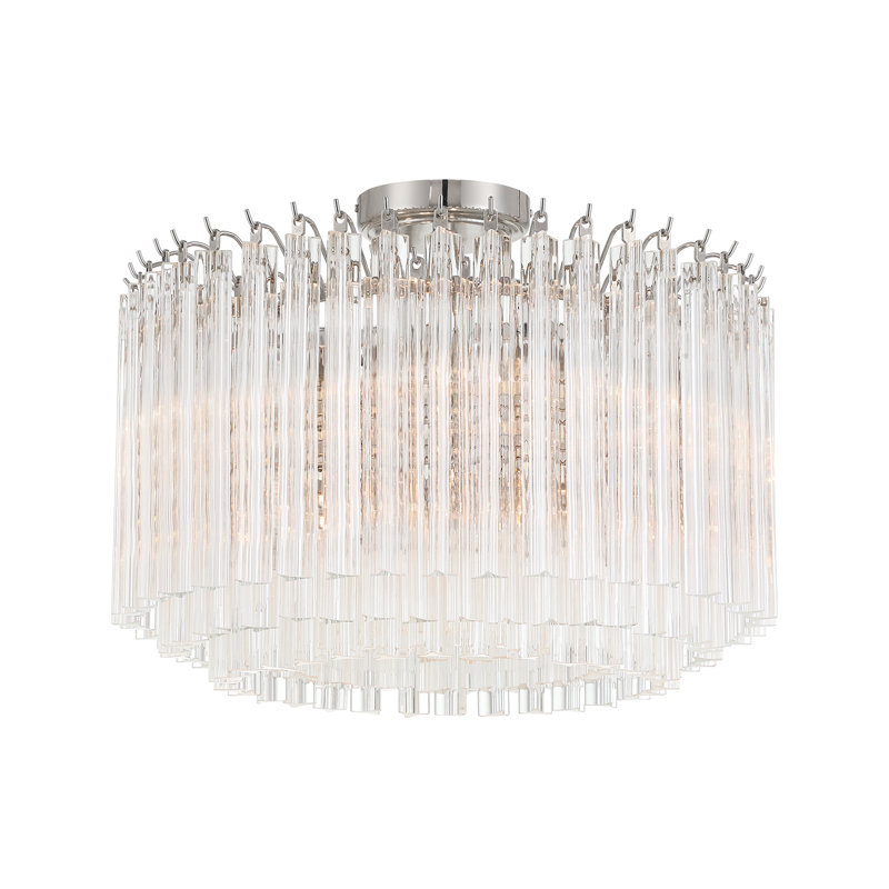 Plafonnier semi-encastré poli 5 lumières Huntsberry, Nickel