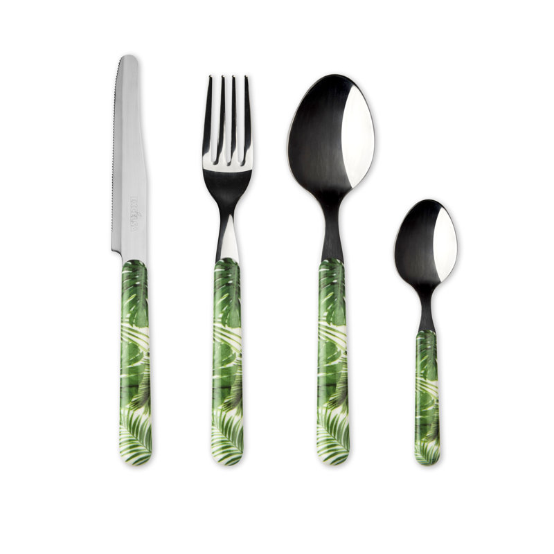 Foliage 24 Piece Stainless Steel Cutlery Set, Service For 6