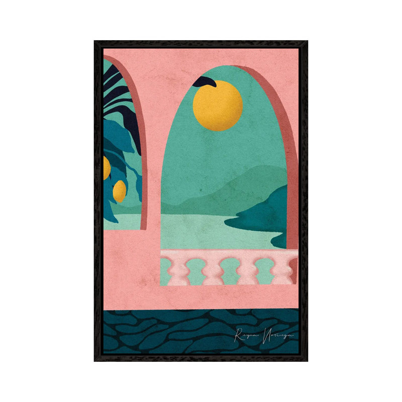 Positano 1 Piece Painting on Canvas, 66.04 cm H x 45.72 cm W, Black Framed Canvas
