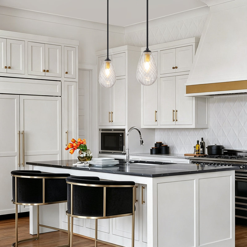 Luminaire suspendu moderne en verre 1 lumière, luminaire suspendu réglable pour îlot de cuisine, salle à manger et entrée