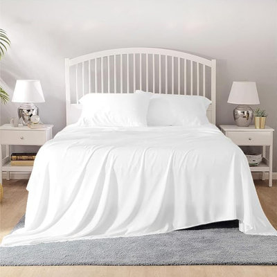 100% Egyptian Cotton Queen Size Sheet Set 1000 Thread Count Luxury Ultra Soft Bed Sheets Fits Mattress Upto 18" Inch Deep Pocket, Queen Size - White Solid