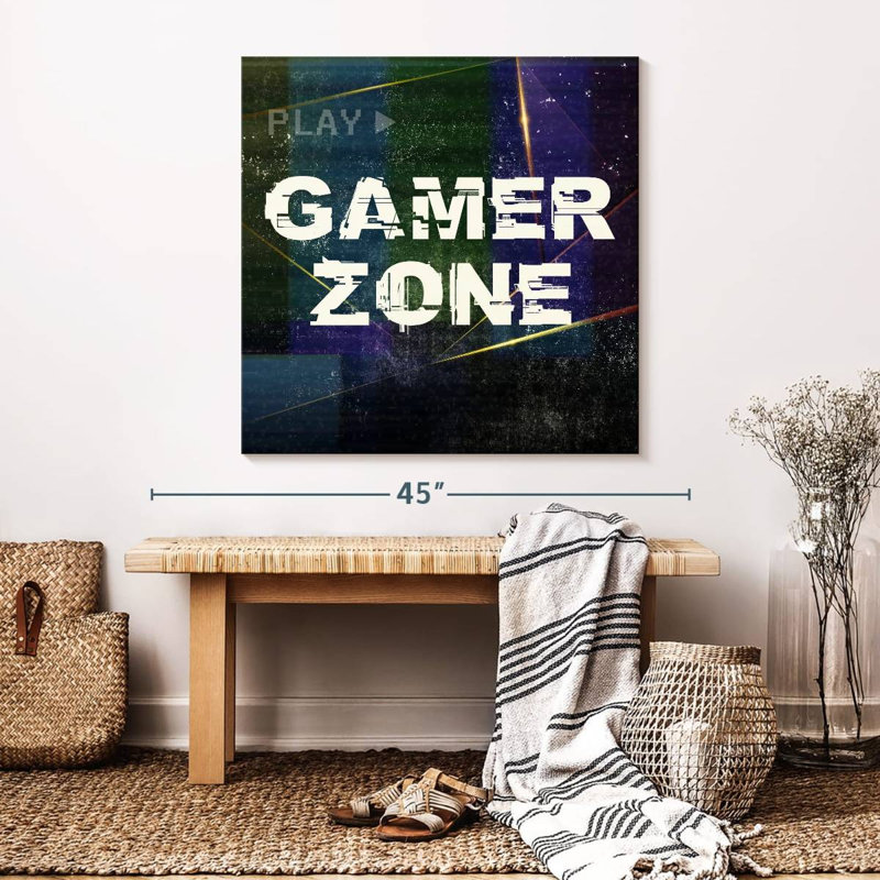 «Video Games Gamer Zone», impression sur toile, H 33 po x l 33 po x P 1,25 po