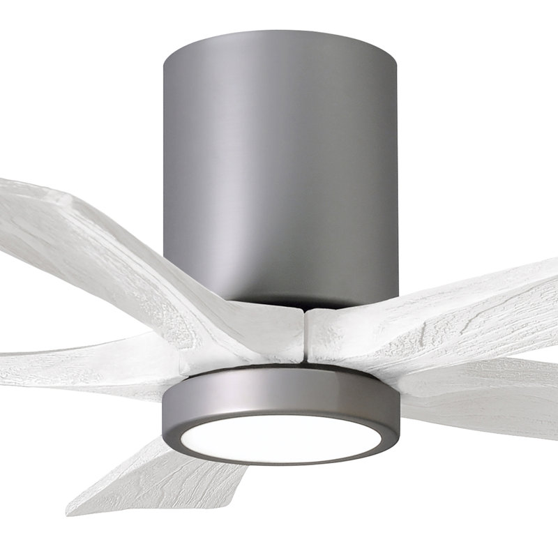 Irene 5 - Blade LED Ceiling Fan with Light Kit Included, Brushed Nickel, Matte White, 42"