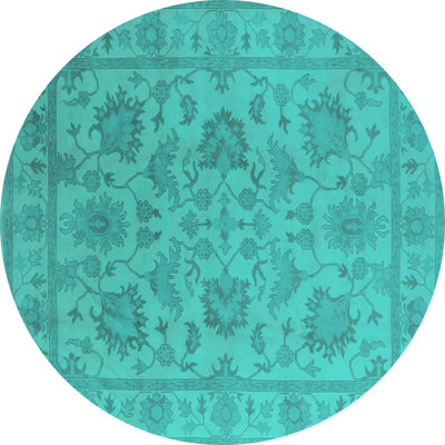 Tapis oriental bleu en laine / polyester tissé à la machine Jalontae