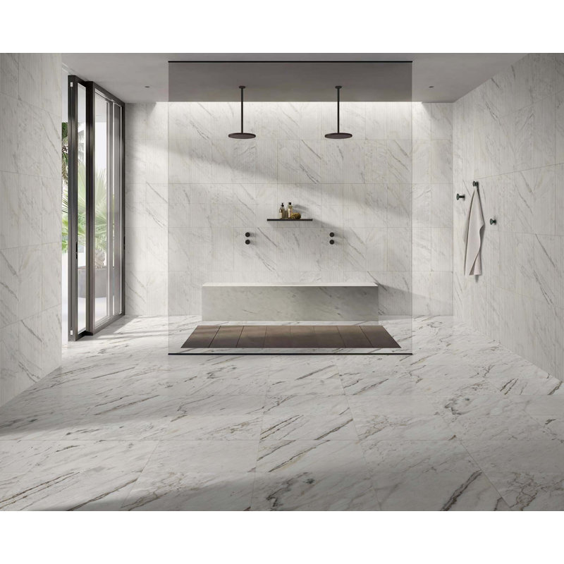 Carreau de marbre cannelé 3D naturel 12 "x 24" avec finition texturée pour mur, 1 boîte 4 pièces
