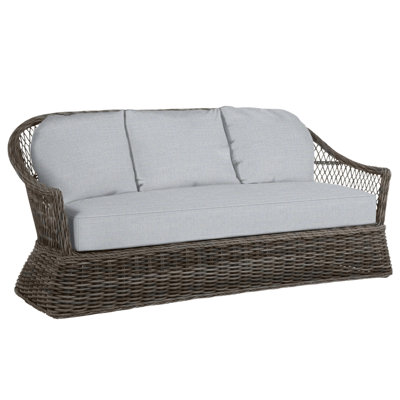 Soho 81.75" Wide Outdoor Wicker Patio Sofa with Cushions
