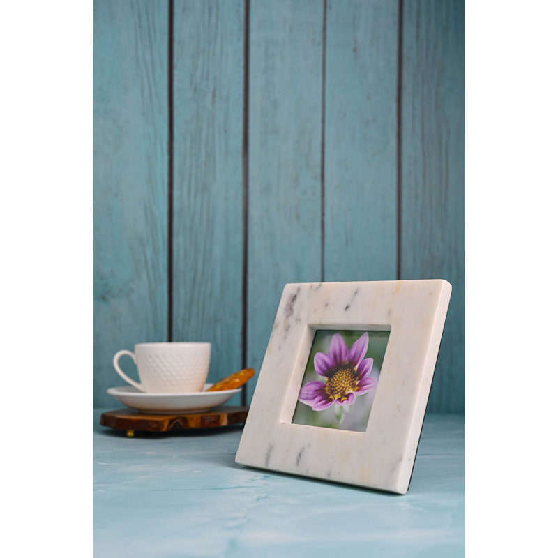 Matheson Marble Matte Picture Frame with Mat, White, 3.5" x 3.5"