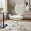 Fauteuil de bureau sans accoudoirs, coiffeuse de maquillage en tissu moderne en forme de cœur, roues pivotantes, hauteur réglable, blanc