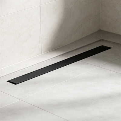 Drain de douche linéaire 40 po avec crépine Drain de plancher rectangulaire en acier inoxydable avec pieds niveleurs