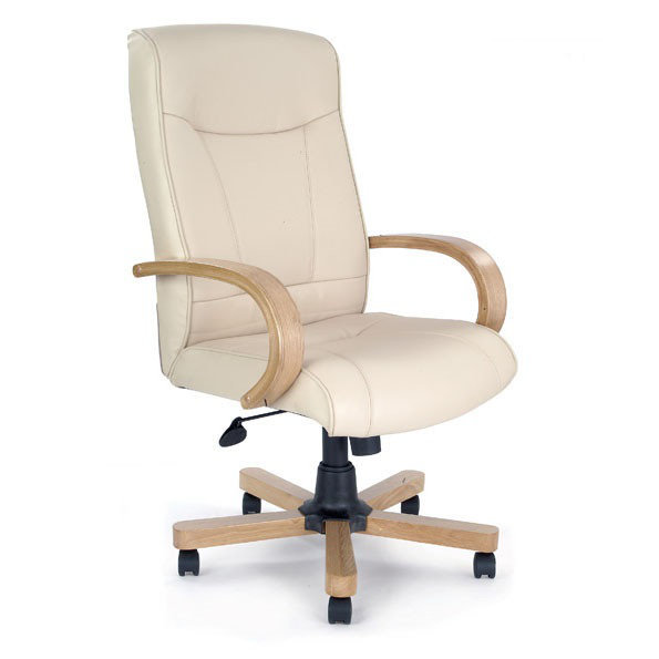 Wade Logan Hinnenkamp Executive Chair, Cream, Oak