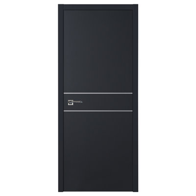 Glam G-Pro 008 Porte intérieure pré-suspendue en stratifié noir doux 36 po x 84 po