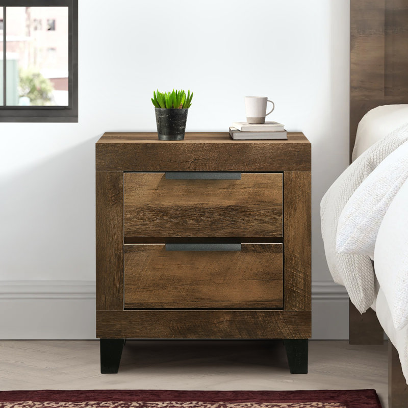 Wyles Rustic Oak 2-Drawer Nightstand