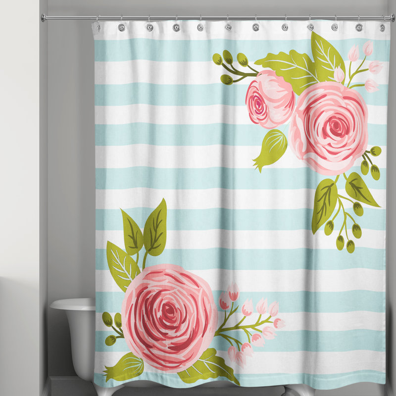 Rideau de douche simple Bartram, Bleu / Blanc