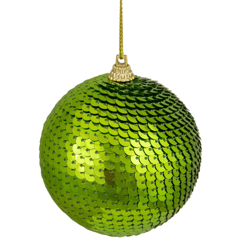 Sequin Shatterproof Ball Christmas Ornament 3", Green