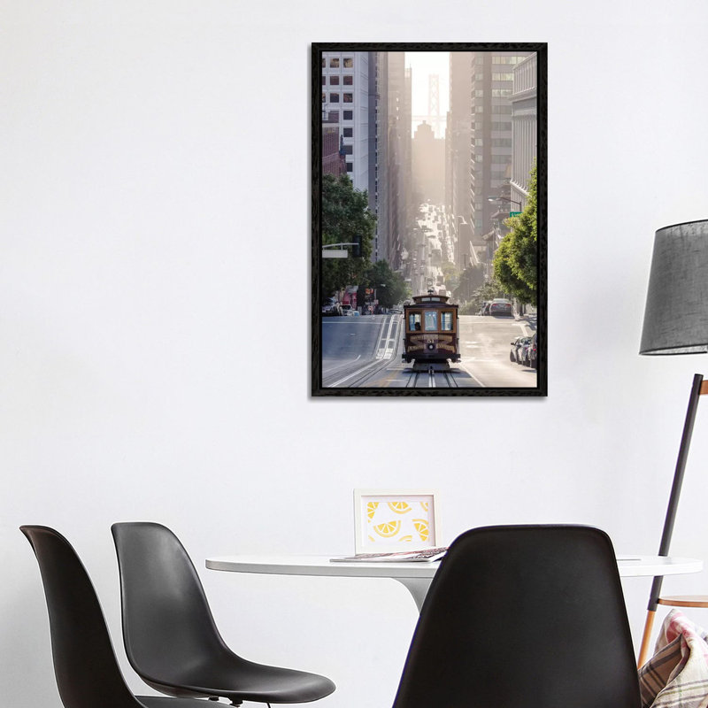 Cable Car, San Francisco, California, USA by Matteo Colombo - Print on Canvas, 66.04 cm H x 45.72 cm W, Black Floater Framed