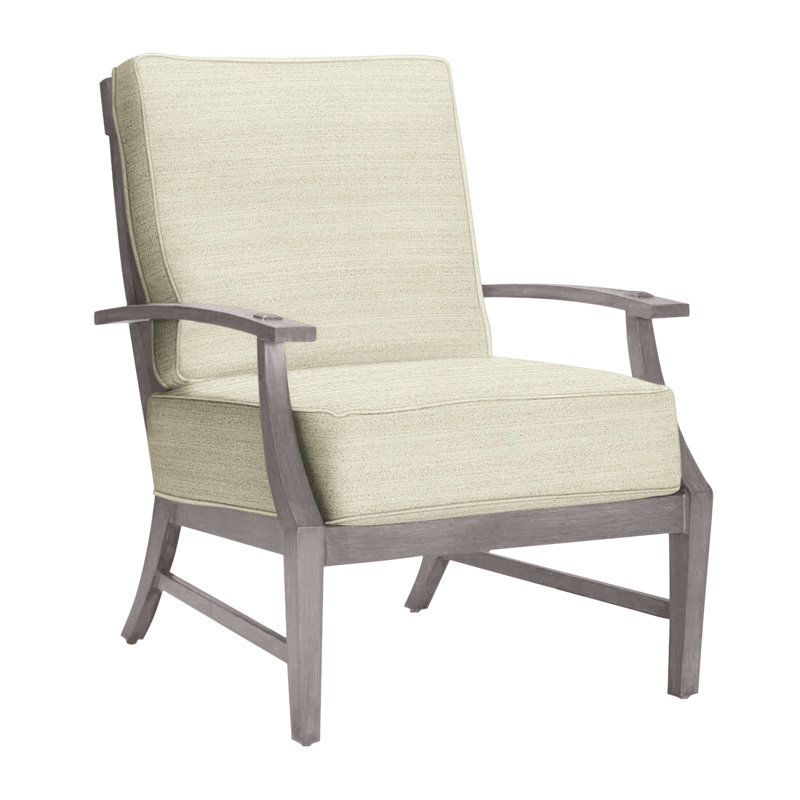 Croquet Patio Chair with Cushions, Rollo Silver InsideOut® Linen, Welt, Oyster