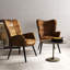 Chaises d'appoint vintage brunes avec dossier capitonné et pieds robustes en métal noir