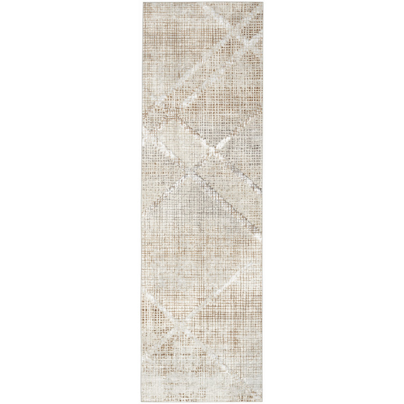 Douglass Abstract Grey/Mocha Area Rug, Runner 2'3" x 7'6"