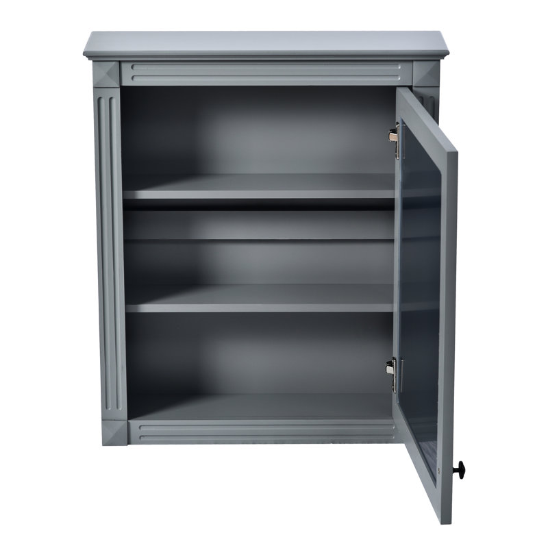 24'' X 27'' Wall Mounted Bathroom Mirror Cabinet, Grey Finish, Adjustable Shelf For Neat And Functional Storage Grey, Convenient Organization