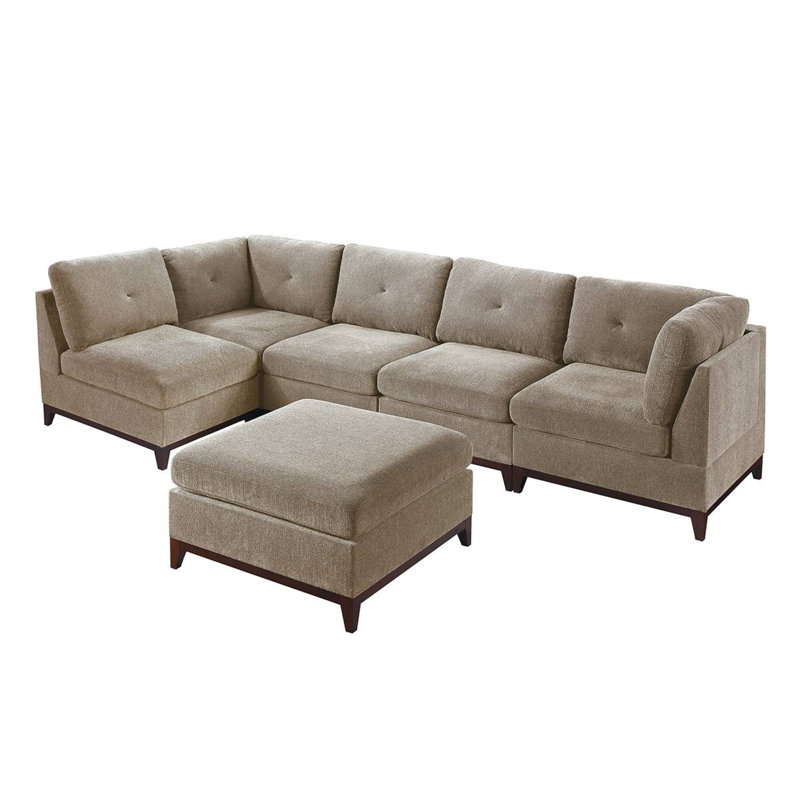 Danhiccy Upholstered L-Shaped Sectional Reversible, Ash Gray Chenille