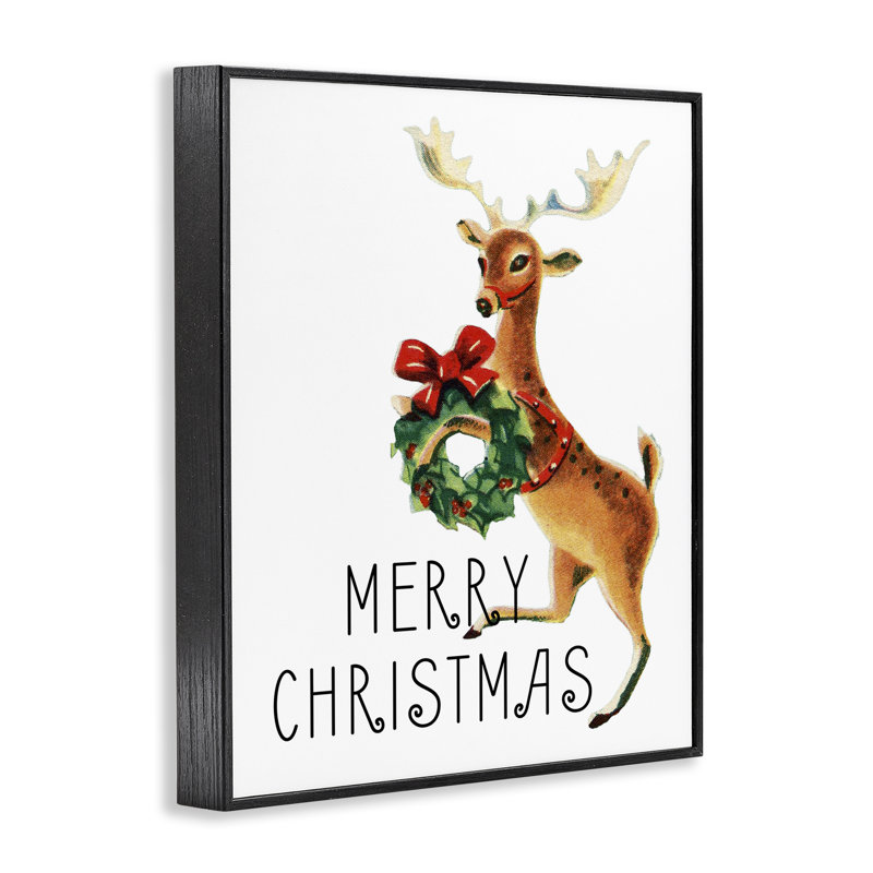 «Merry Christmas Reindeer», art de la giclée encadrée par Kim Allen, Giclée encadrée noir minuit, H 14 po x l 11 po