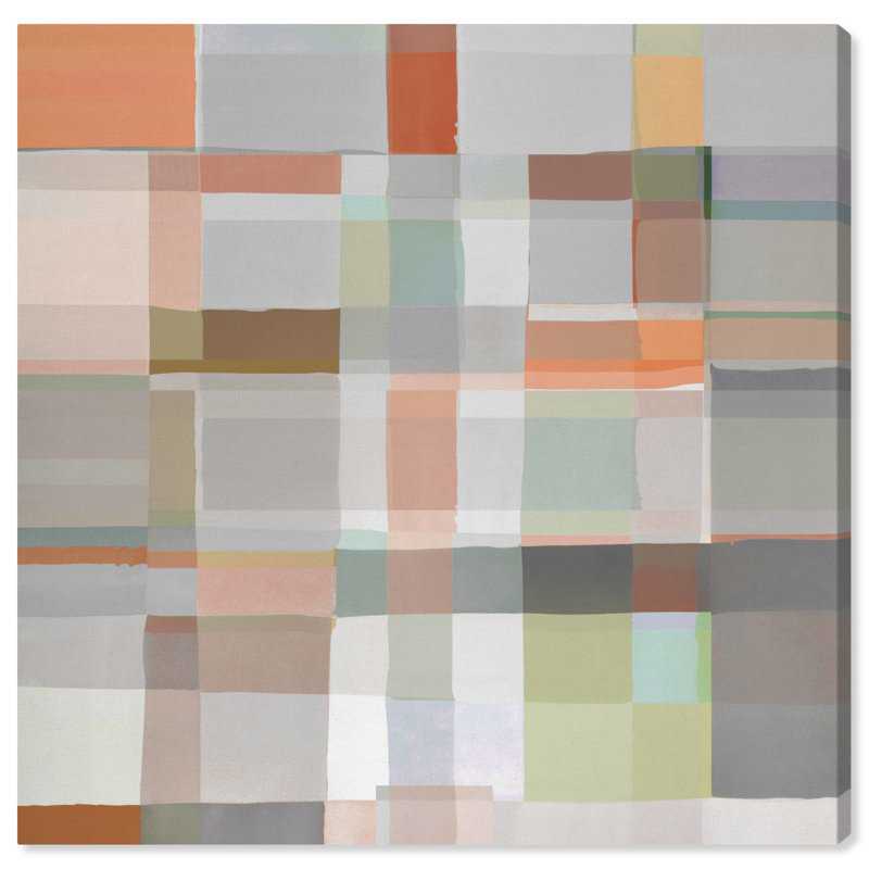 Art mural abstrait géométrique sur toile 3 couleurs par Orren Ellis, Toile tendue, H 20 po x l 20 po