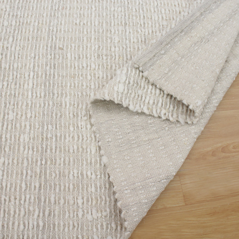 Handmade Beige Wool Rectangular 8' x 10' Area Rug